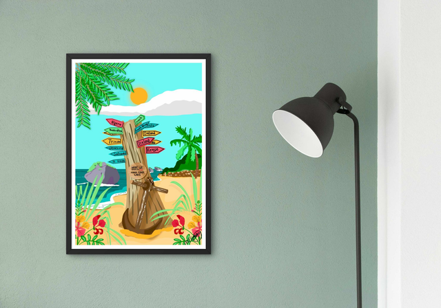 Barbados Vibrant Art Print by Marie Gregg Illustrator 