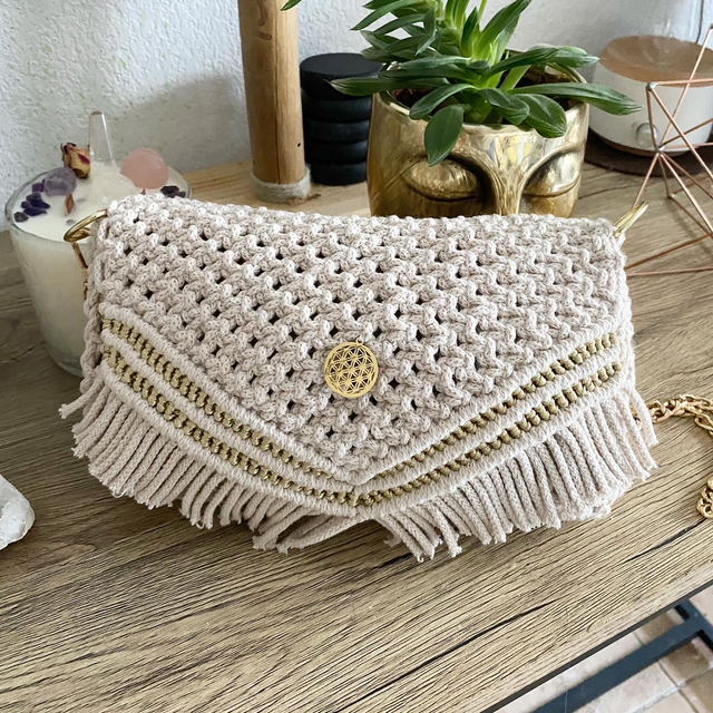 Sac macramé fleur de vie 