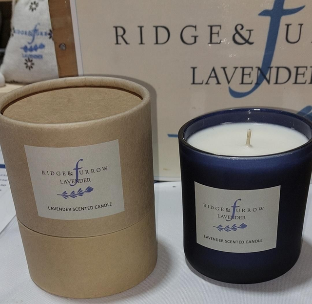 Lavender Candle - Blue Glass