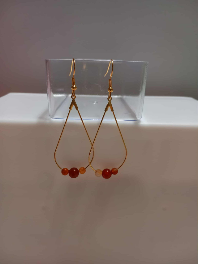 Boucles d'oreilles Glowy doré - Agate rouge Cornaline