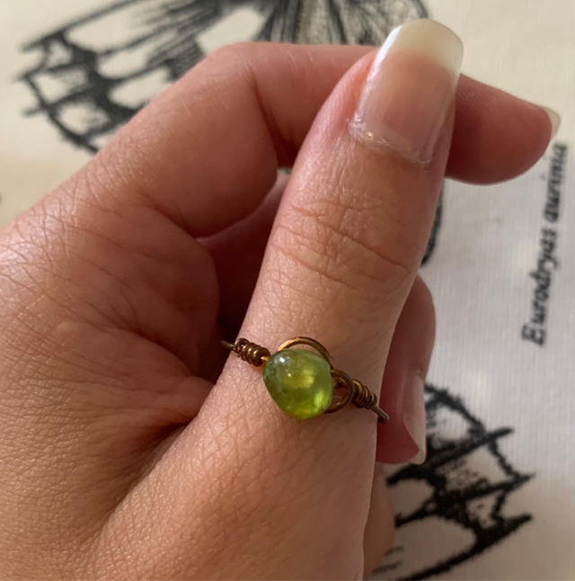 Bague Cuivre et Péridot T58