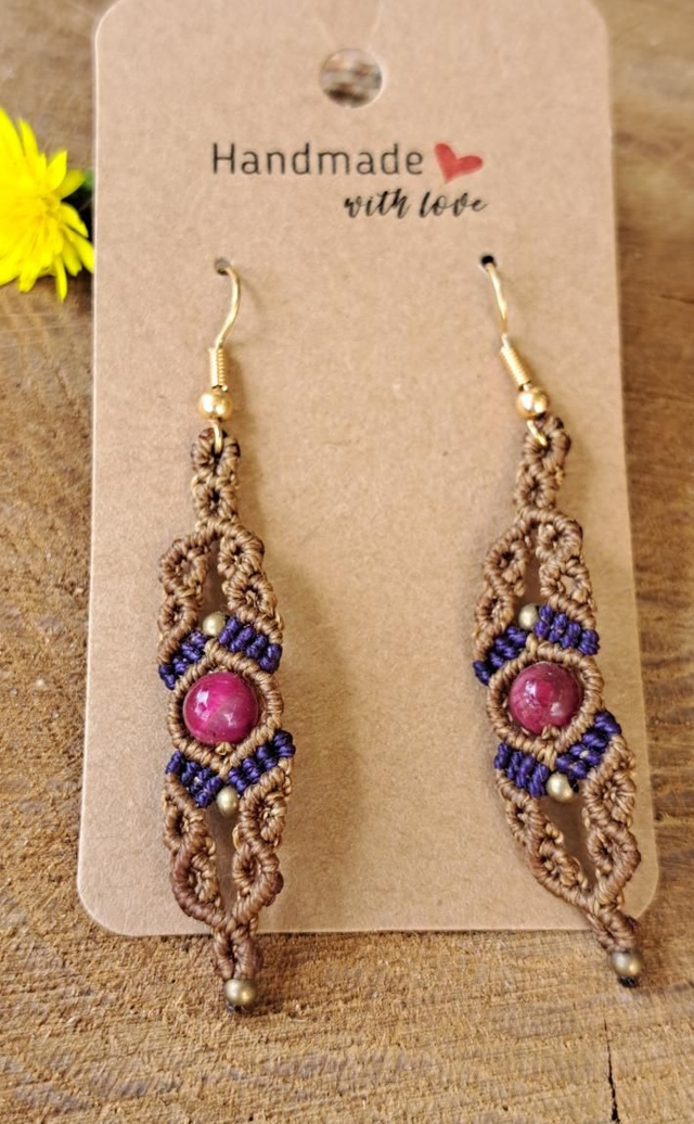 Boucles d'oreilles micro-macramé Arabesque 