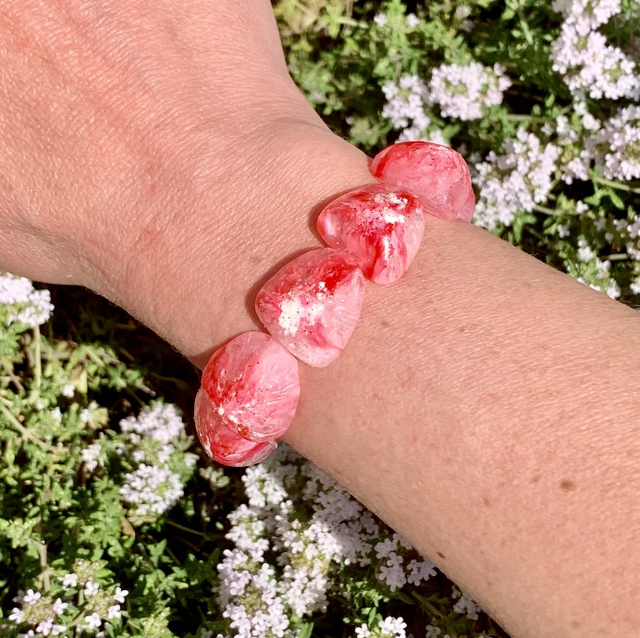 Bracelet Galets - Rouge et blanc volupté 