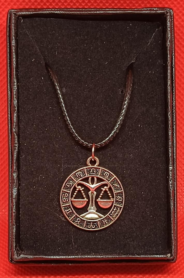 Tibetan Silver Libra Horoscope Pendant Necklace.