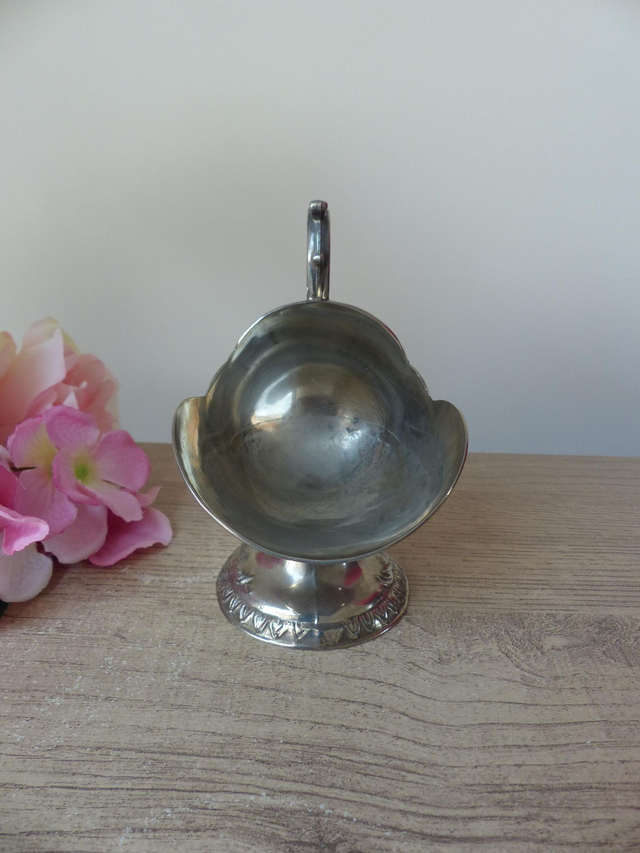 Sucrier vintage en métal argenté – Pot à sucre en alliage de zinc plaqué argent avec motifs floraux – Élégant accessoire de table rétro