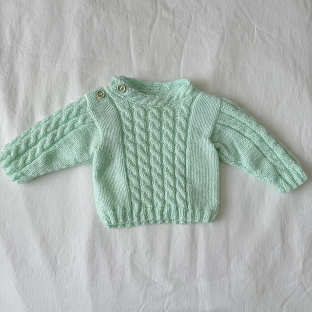 Green cable knit jumper