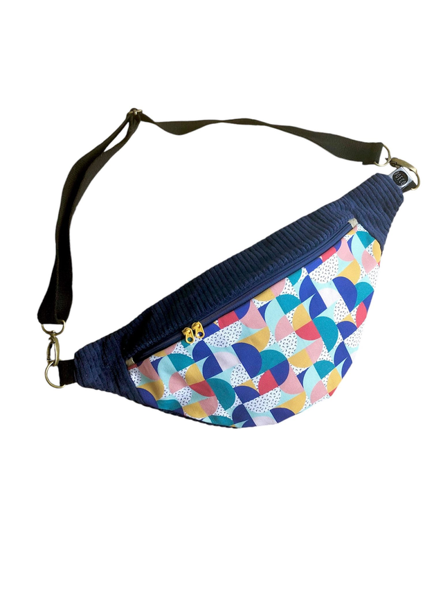 Sac Banane velours côtelé - BAUHAUS - bleu marine