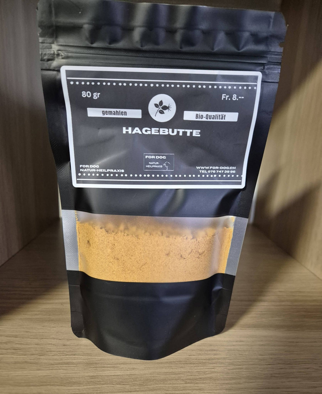 Hagebutten-Pulver für Hunde – Natürlicher Vitamin-C-Booster &amp; Knorpelschutz 80 gr
