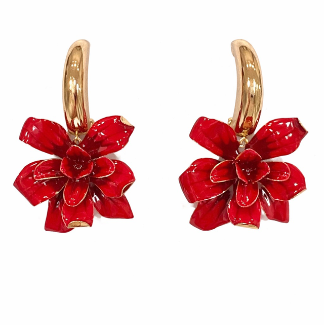 Pendientes flor roja 