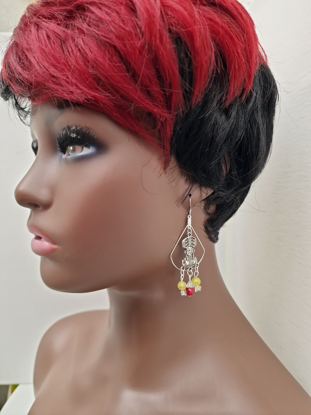 Boucle D'oreilles Acier Maya Perles Agate Cristal