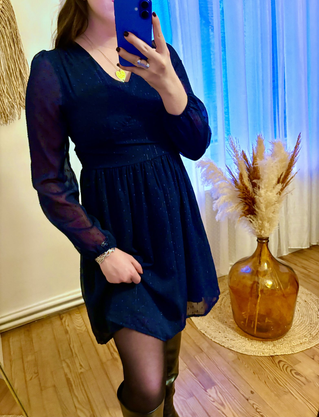 Robe Plumetis Marine Alexandra