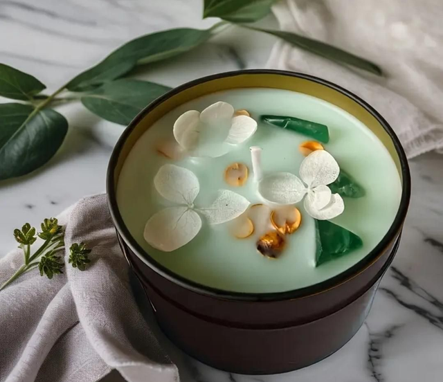 Bougie en Aventurine parfumée au cèdre