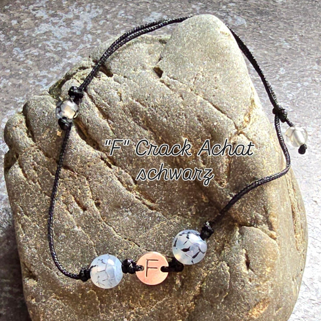 Initialen Armband "F" Crack Achat schwarz 