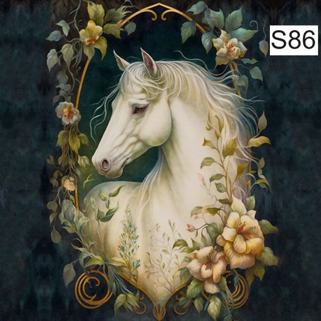 Panneau Cheval blanc en Polyester imperméable - 40x40cm 