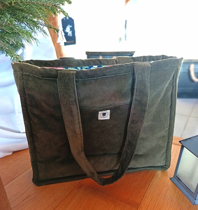 Sac cabas velours vert