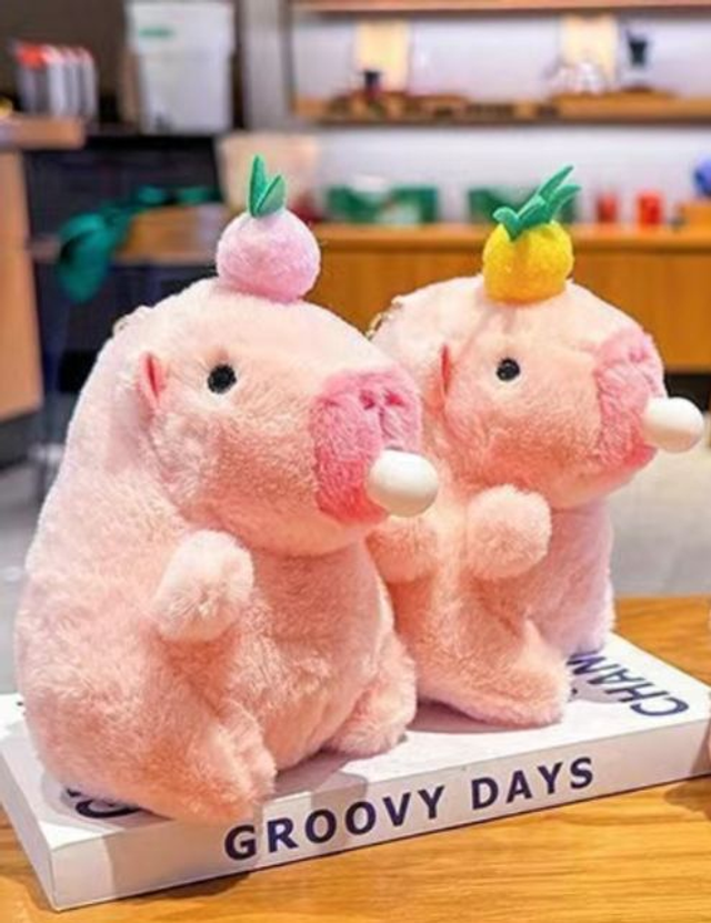 Porte-clés capybara rose anti-stress à presser, mini format, doux et mignon, idéal comme cadeau 🎀