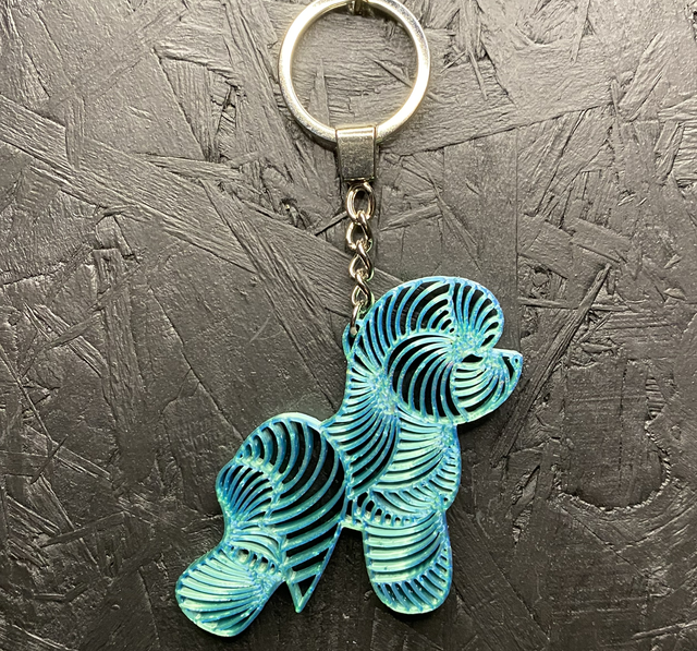 3D - Keychain Bichon Turquoise