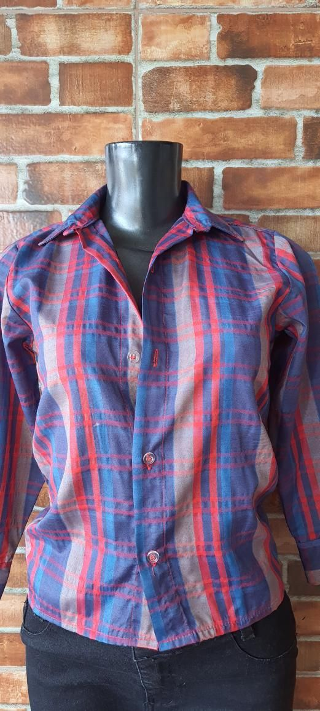 Blusa Quadriculada, T/10 Anos