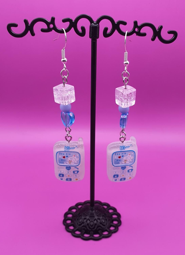 Earrings Mobile White Mono