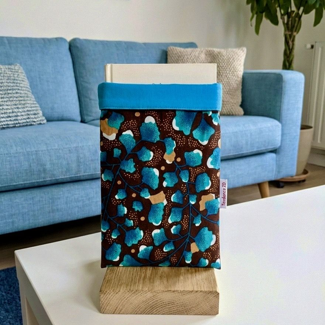 Etui à livre wax turquoise