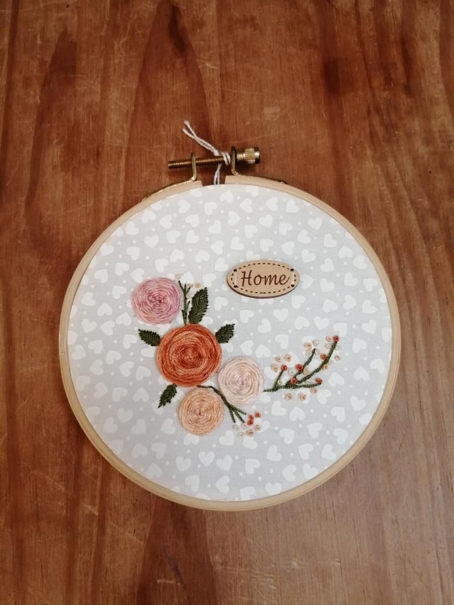 Tambour brodé Home &amp; roses
