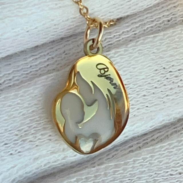 Hjerte baby & mamma • gullbelagt • 15mm