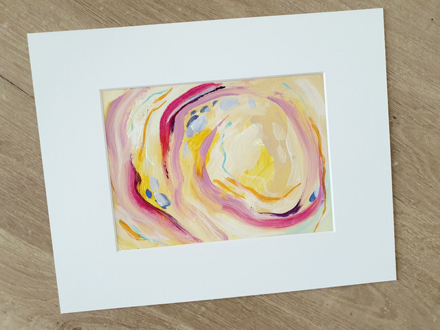 Sundae Swirl - Origineel schilderij, acrylverf op papier, incl. wit passepartout