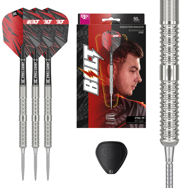 22g SEBASTIAN BIALECKI 90% TUNGSTEN SP STEEL TIP DARTS BY TARGET. 