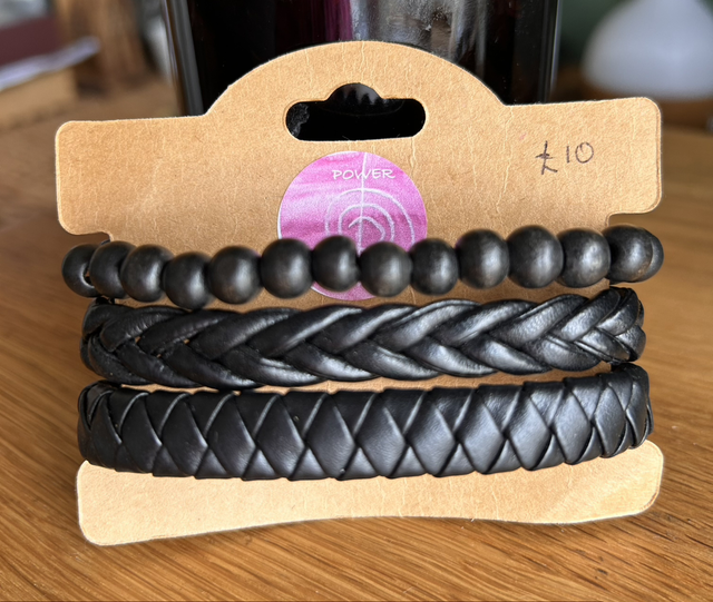 Black Leather Bracelet Set - LIMITED STOCK