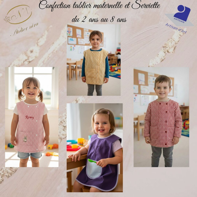 Tablier école maternelle et activités créatives sur commande et Personalisé