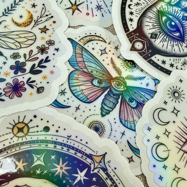 6 Stickers mystiques holographiques 