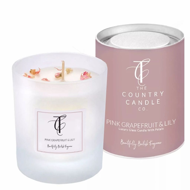 Pink Grapefruit &amp; Lily Glass Candle