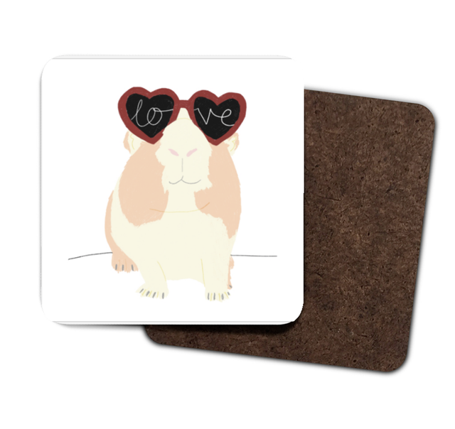 Guinea Love  - Illustrated Hardback Coaster 7x7cm 