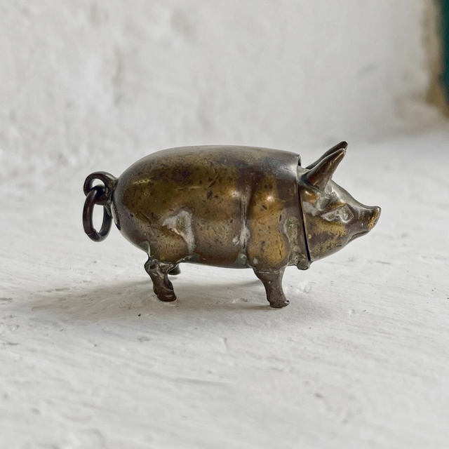 19th Century Vesta Match Case In The Form Of A Pig