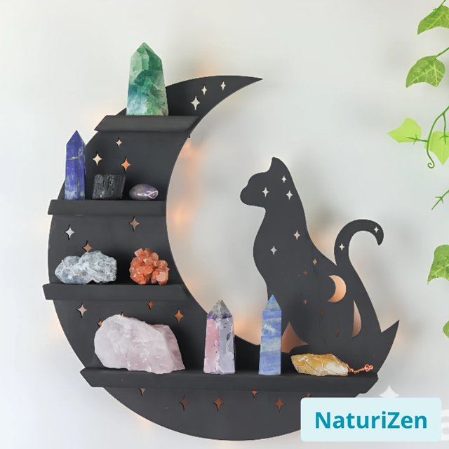 Clarté Féline – Présentoir Spirituel sous la Lune