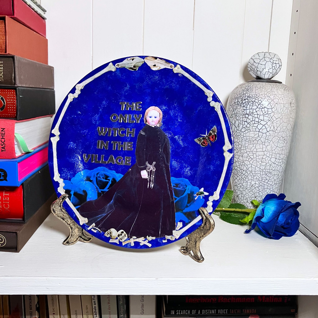"The Only Witch In The Village" Midnight Blue Upcycled Wall Plate - House of Frisson