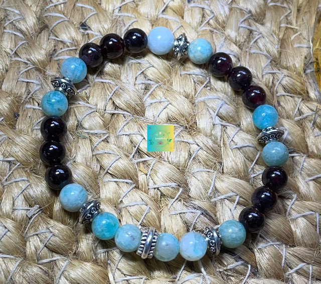 🌹Bracelet en Amazonite et Grenat