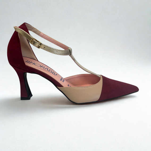 3753 VELVET BORDO&#039;/NUDE/PLATINO T.70