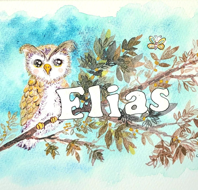 Prénom hibou forêt à la commande 