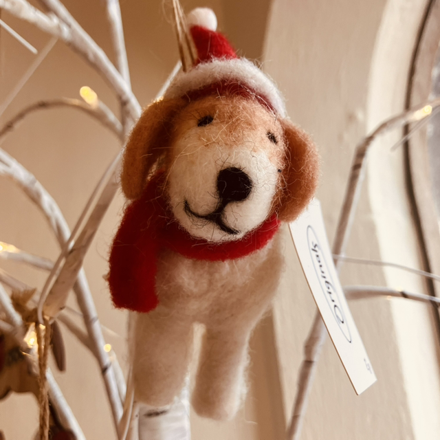 Felt Characters Christmas Dog with Santa Hat