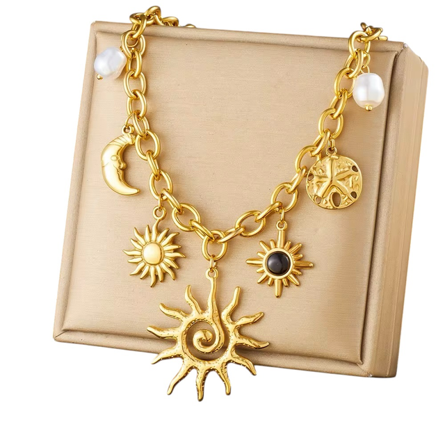 Energia Collana in acciaio inossidabile multi charme 