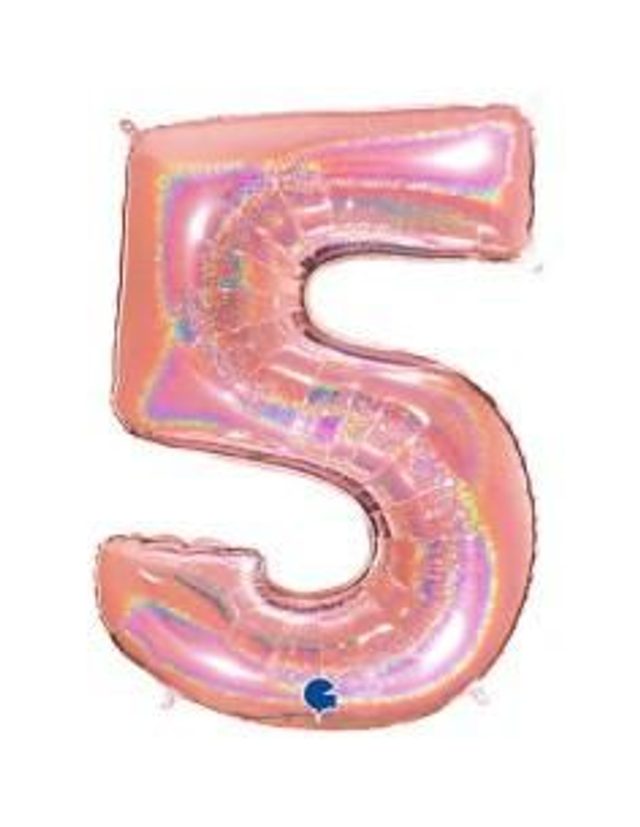 Numero 5 Holografico Rosa Gold