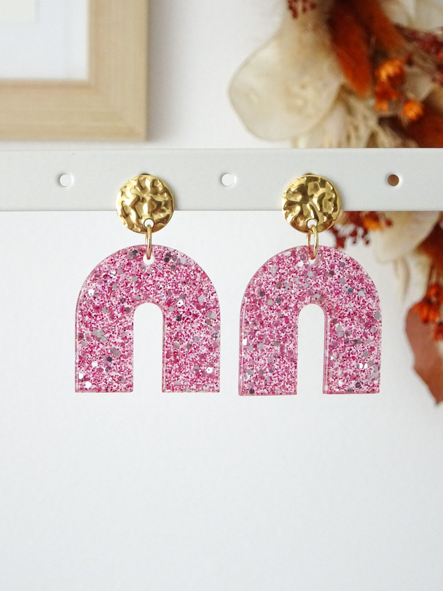 Arc : paillettes rose et argent