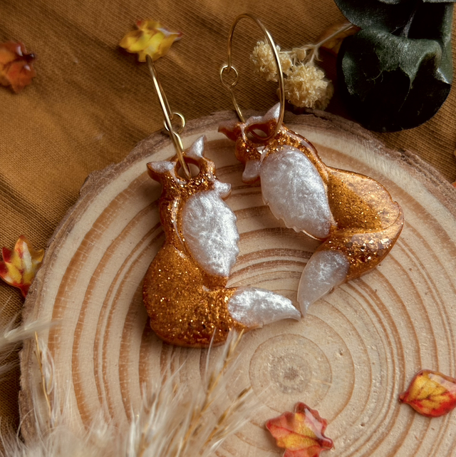 Fox Hoop Earrings Gold Plated 