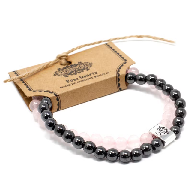 Magnetic rose quartz gemstone bracelet