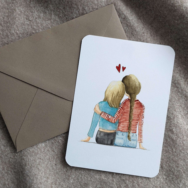 Wenskaart Moeder en dochter, incl envelop