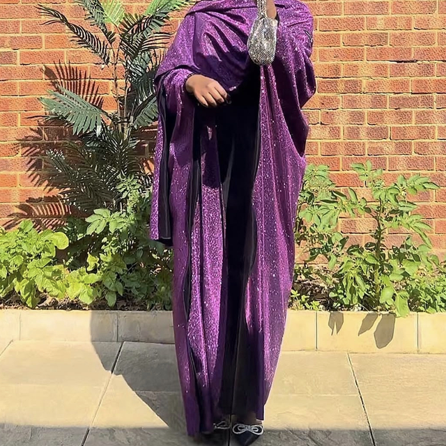 Plum Shimmer Wrap Abaya