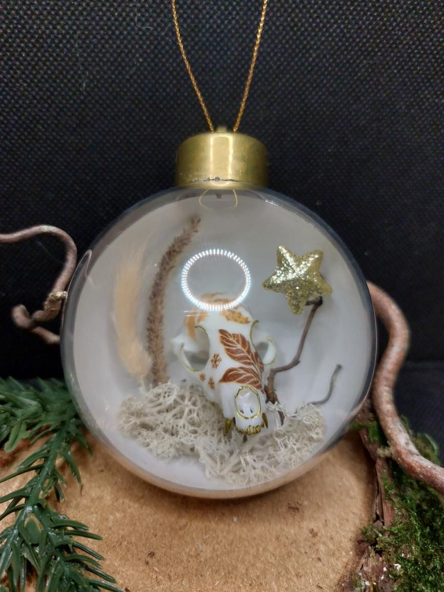 Boule de Noël renard blanche et dorée