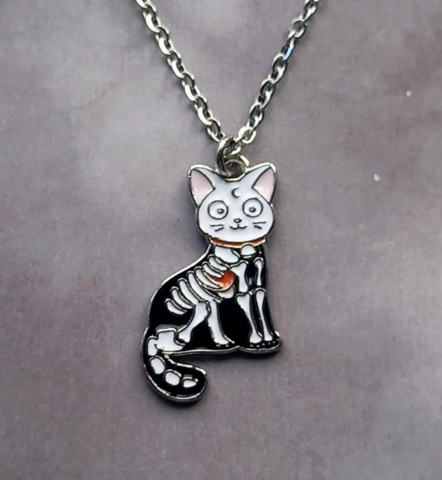 Skeleton Cat Necklace 