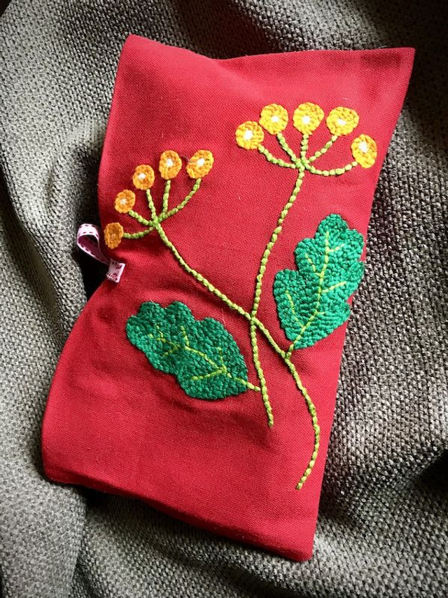 Bouillotte sèche brodée aux graines de lin bio